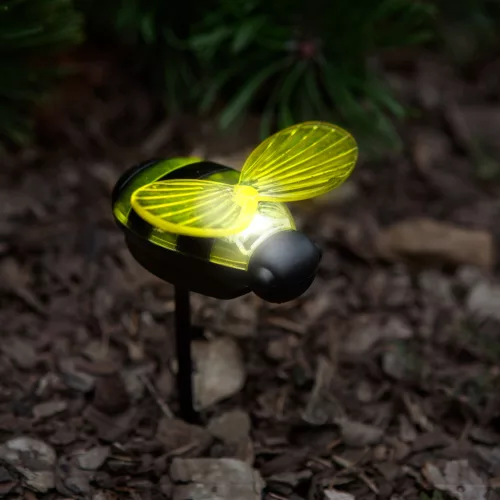 Leszúrható szolárlámpa 12db/tálca - méhecske - 8 x 6,5 x 14 cm - Fehér LED 