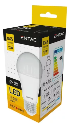 Entac LED Globe E27 12W WW 3000K
