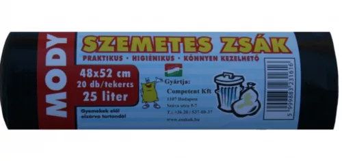 25L-es szemeteszsák 48x52cm-es Mody 20db/roll  50db/karton