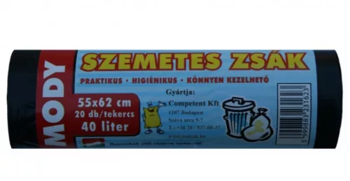 40L-es szemeteszsák 55x62cm-es Mody 20db/roll 50db/karton