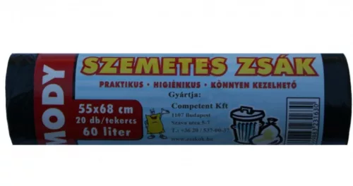 60L-es szemeteszsák 55x68cm-es Mody 20db/roll 50db/karton