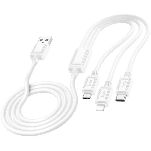 Hoco X74 3in1 gyorstöltő kábel (Type-C, Micro, Lightning), 1m, fehér