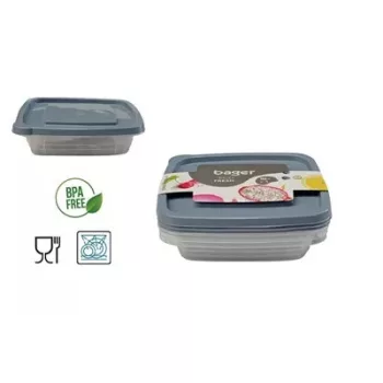   Ételes Tároló Doboz Szett Téglalap 3 Darabos 3*1020ml BG-657 (32/#)