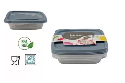 Ételes Tároló Doboz Szett Téglalap 3 Darabos 3*1020ml BG-657 (32/#)