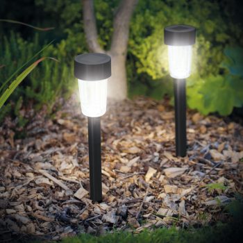   LED-es kültéri szolárlámpa - fekete - hidegfehér - 19 cm